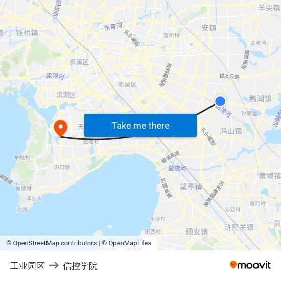 工业园区 to 信控学院 map