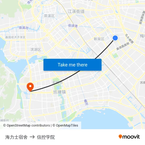 海力士宿舍 to 信控学院 map