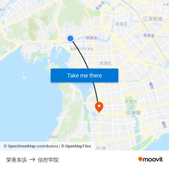 荣巷东浜 to 信控学院 map