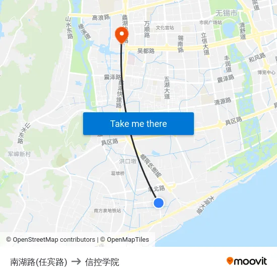 南湖路(任宾路) to 信控学院 map