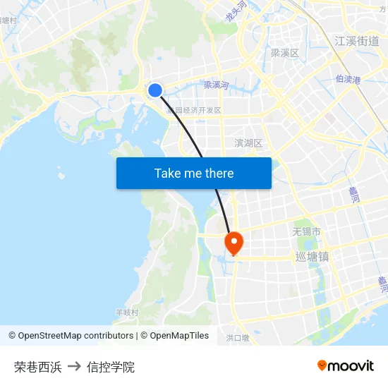 荣巷西浜 to 信控学院 map