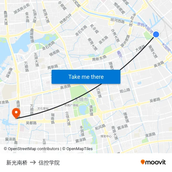 新光南桥 to 信控学院 map