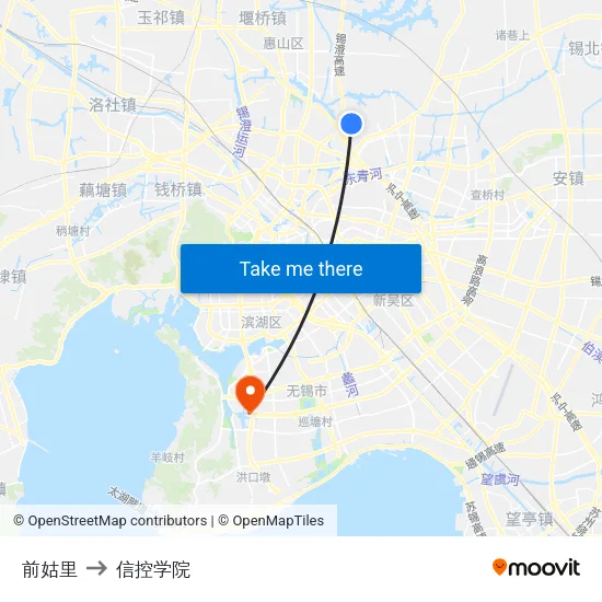 前姑里 to 信控学院 map
