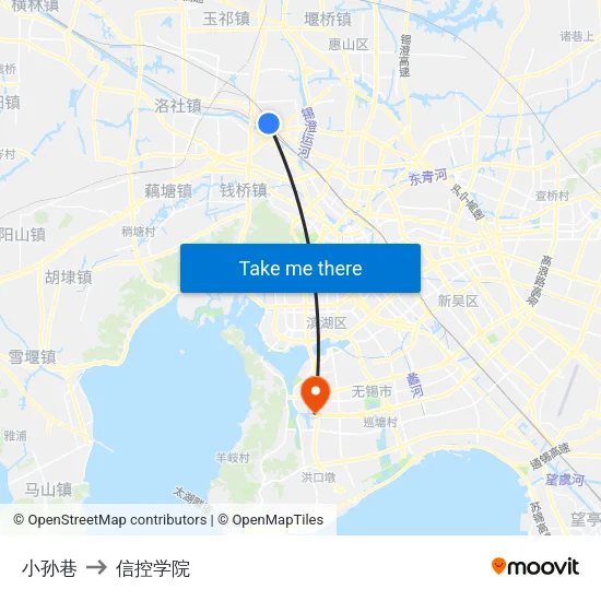 小孙巷 to 信控学院 map