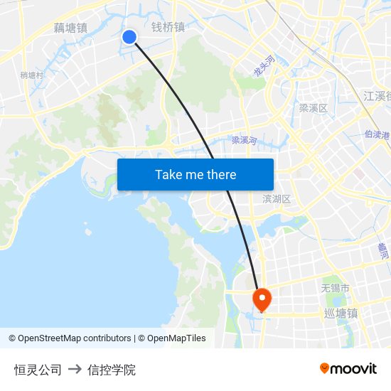 恒灵公司 to 信控学院 map