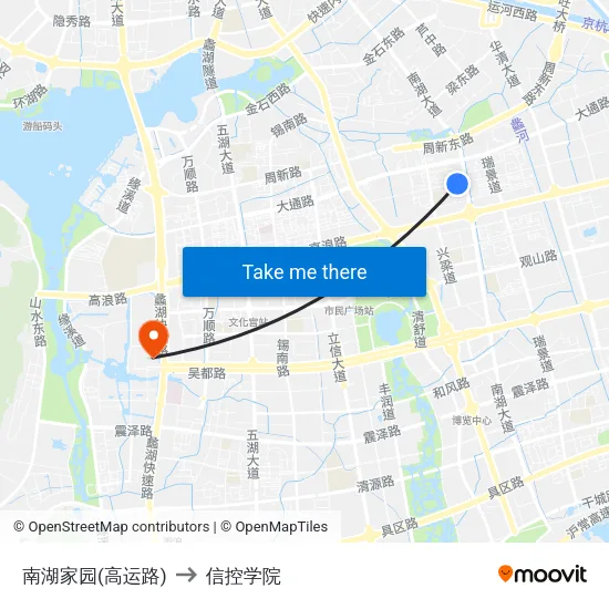 南湖家园(高运路) to 信控学院 map