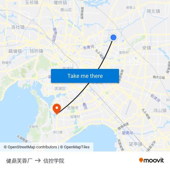 健鼎芙蓉厂 to 信控学院 map