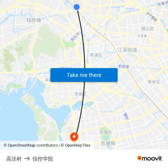 高泾村 to 信控学院 map