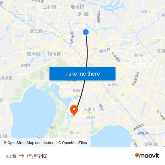 西漳 to 信控学院 map