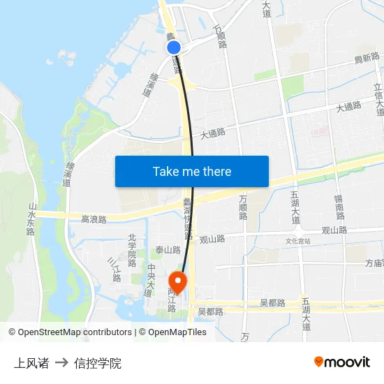 上风诸 to 信控学院 map