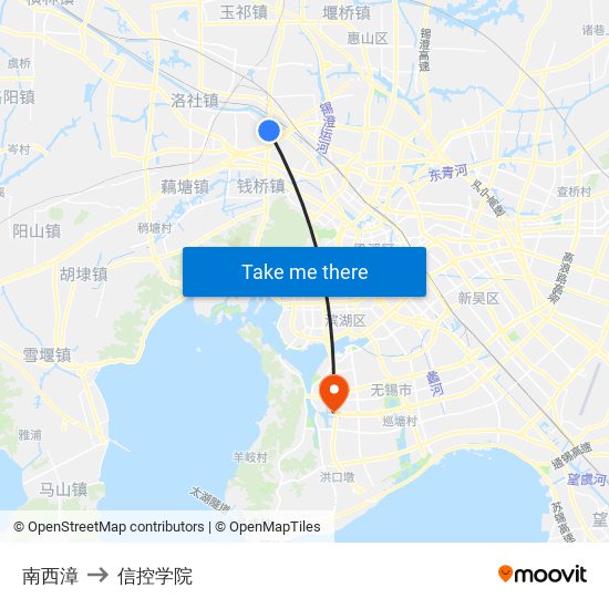 南西漳 to 信控学院 map