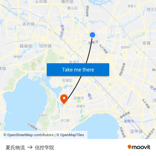 夏氏物流 to 信控学院 map
