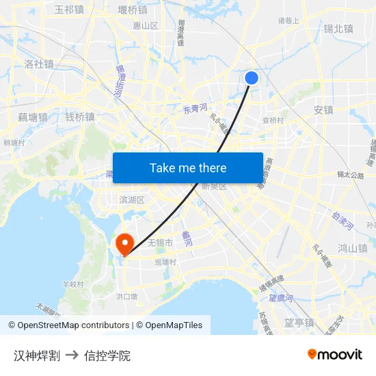汉神焊割 to 信控学院 map