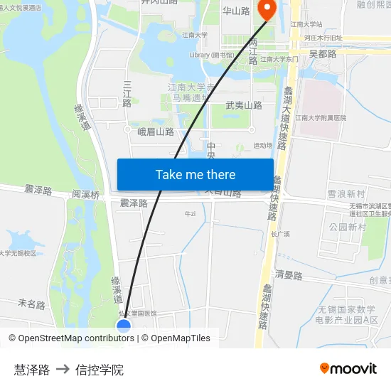 慧泽路 to 信控学院 map