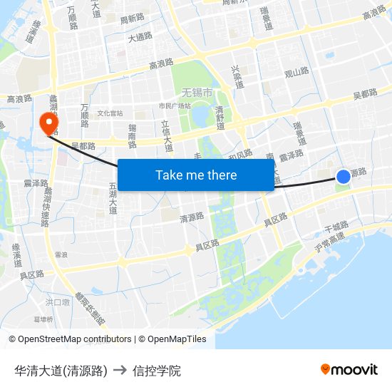 华清大道(清源路) to 信控学院 map