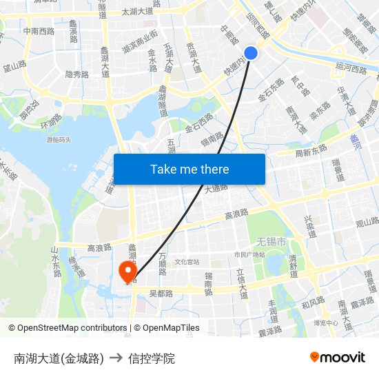 南湖大道(金城路) to 信控学院 map