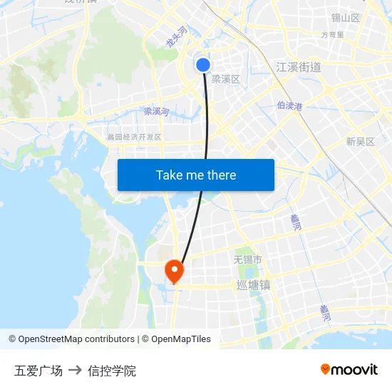五爱广场 to 信控学院 map