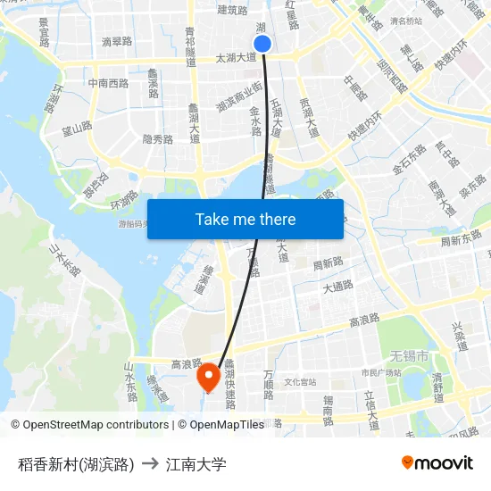 稻香新村(湖滨路) to 江南大学 map