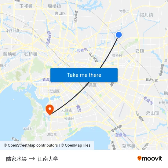 陆家水渠 to 江南大学 map