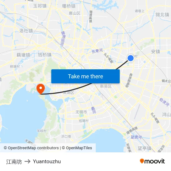 江南坊 to Yuantouzhu map