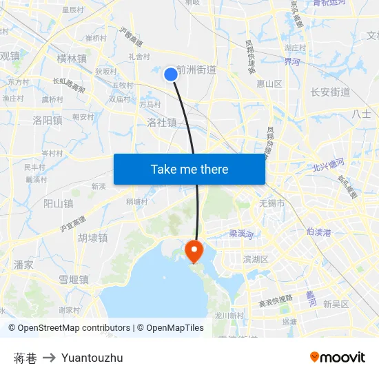Jiangxiang to Yuantouzhu map