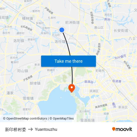 Xinyinqiao Village Committee to Yuantouzhu map