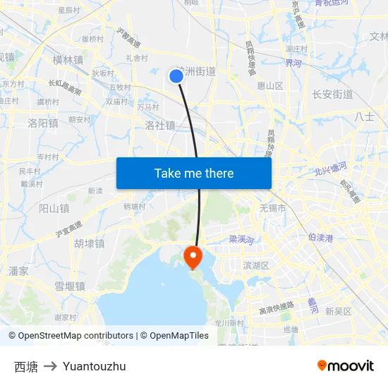 Xitang to Yuantouzhu map