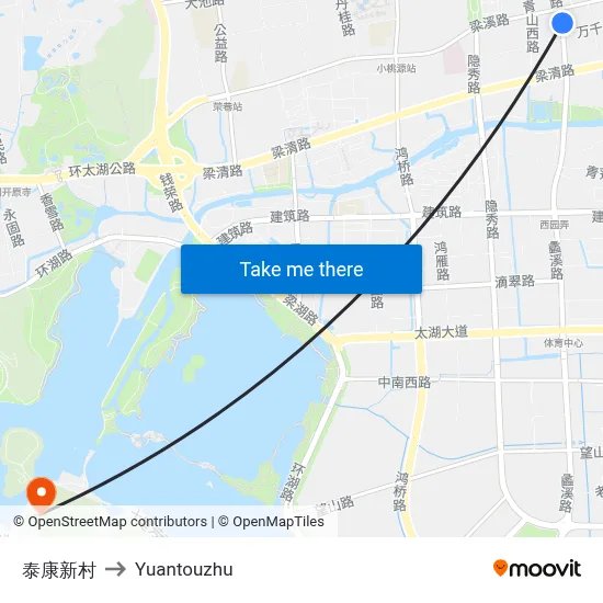 Taikang New Village to Yuantouzhu map
