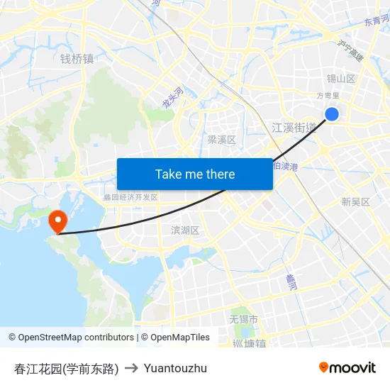 春江花园(学前东路) to Yuantouzhu map