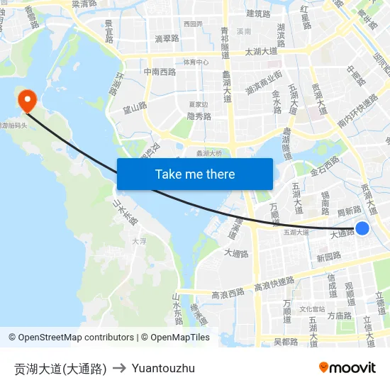 Gonghu Avenue (Datong Road) to Yuantouzhu map