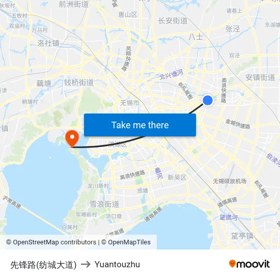 Xianfeng Road (Fangcheng Avenue) to Yuantouzhu map