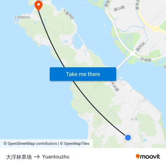 Dafu Orchard Farm to Yuantouzhu map