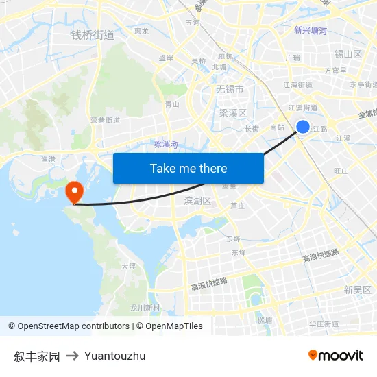 Xufeng Jiayuan to Yuantouzhu map