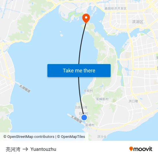 Lianghe Bay to Yuantouzhu map