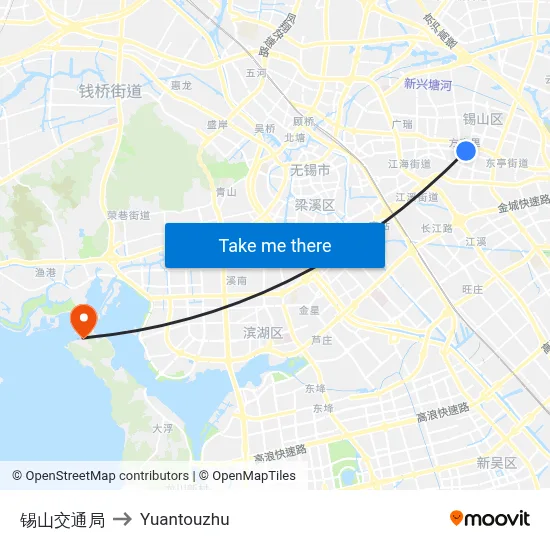 Xishan Transportation Bureau to Yuantouzhu map