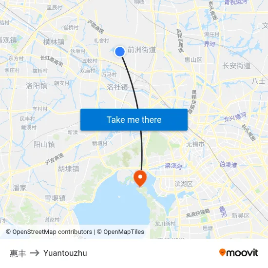Huifeng to Yuantouzhu map