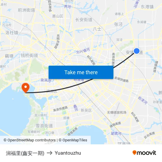 Runfu Li (Xin'an Phase 1) to Yuantouzhu map