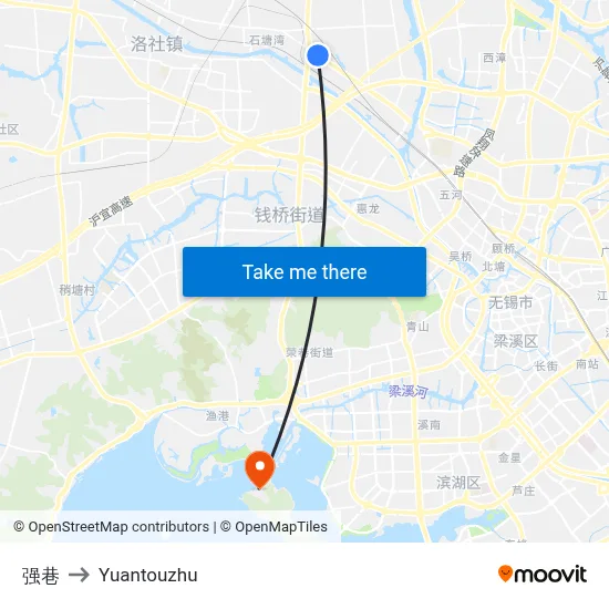 Qiang Lane to Yuantouzhu map