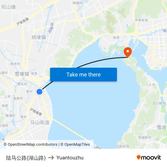 Luma Road (Hushan Road) to Yuantouzhu map