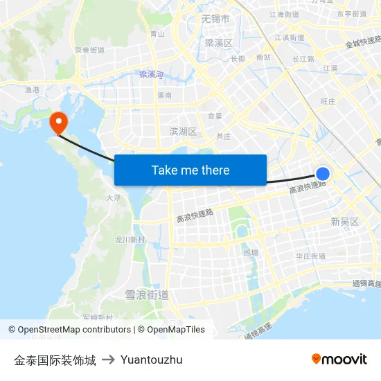 Jintai International Decoration City to Yuantouzhu map