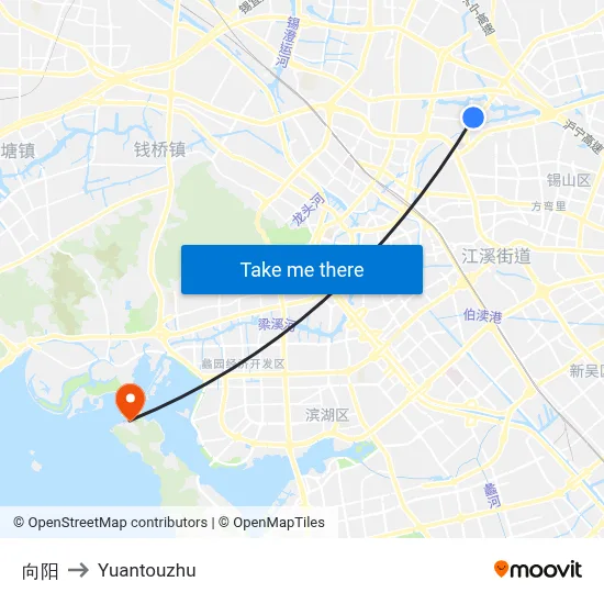 向阳 to Yuantouzhu map