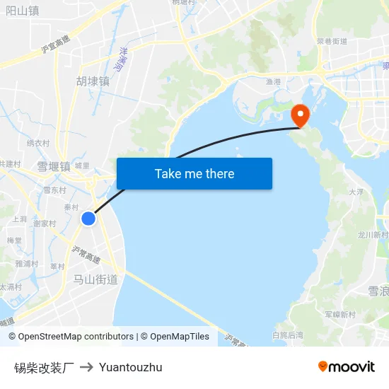 Xichai Modification Factory to Yuantouzhu map