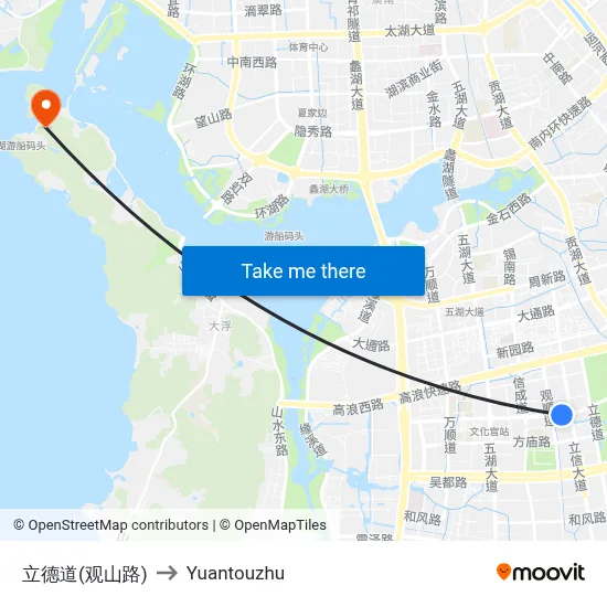 Lide Road (Guanshan Road) to Yuantouzhu map