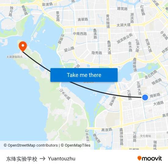 东绛实验学校 to Yuantouzhu map