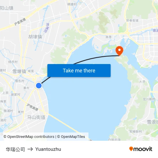 Huarui Company to Yuantouzhu map