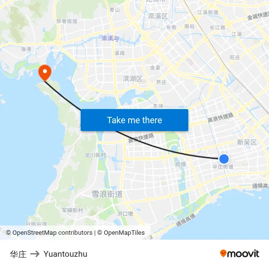 Huazhuang to Yuantouzhu map