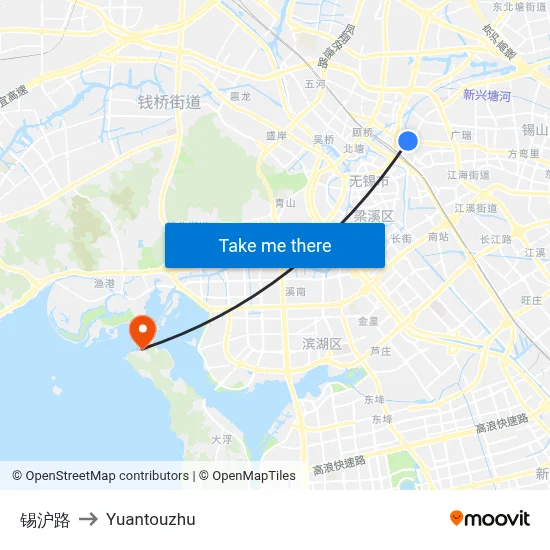 Xihu Road to Yuantouzhu map