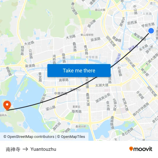 Nanzenji Temple to Yuantouzhu map