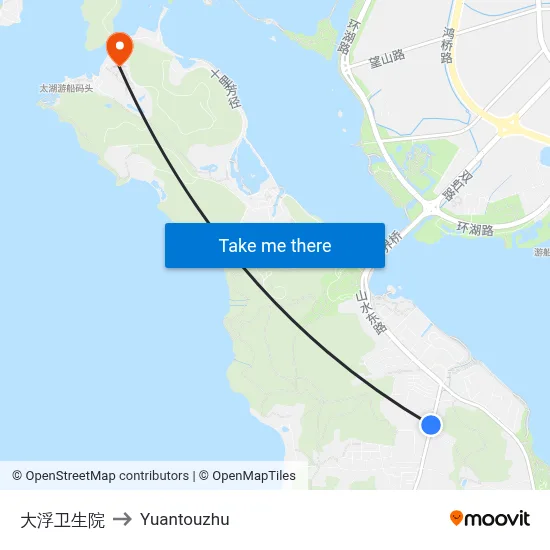 大浮卫生院 to Yuantouzhu map
