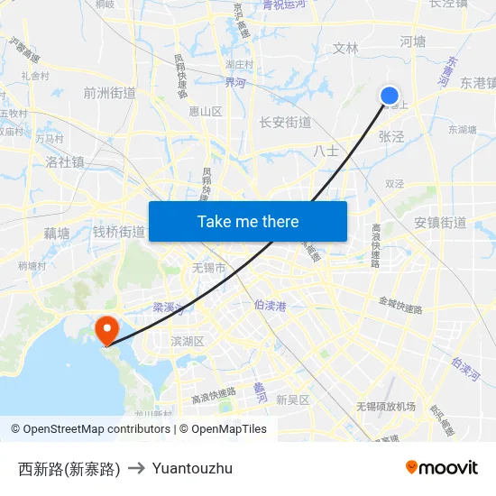 Xixin Road (Xinzhai Road) to Yuantouzhu map